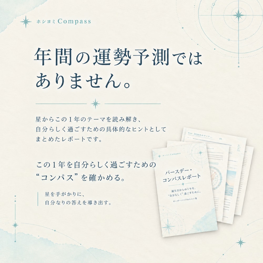 星読み【バースデー・コンパスレポート】を制作します 誕生日からの１年を自分らしく過ごす。オーダーメイドのヒント集 イメージ3