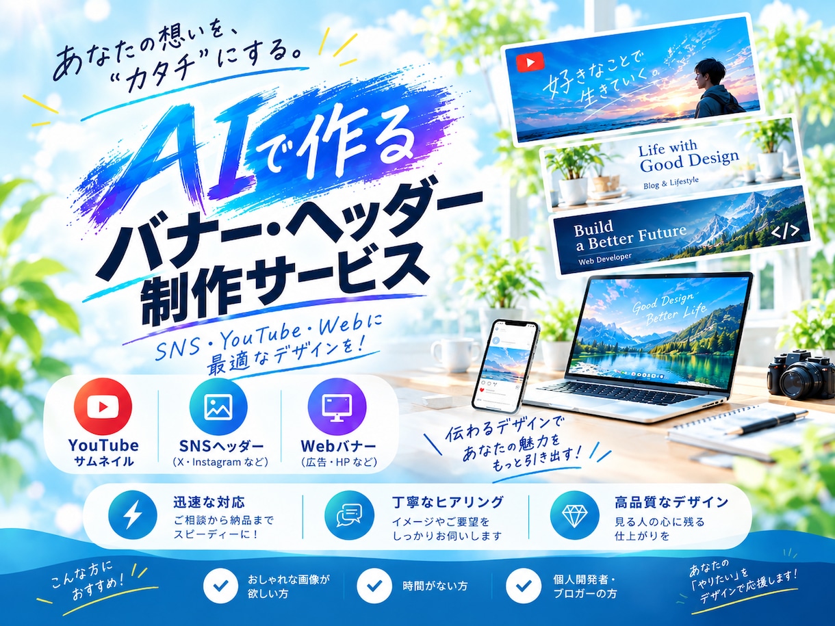 SNSヘッダーやバナーを丁寧に制作します ご要望に寄り添い、目を引くデザインを迅速にお届けします！ イメージ1