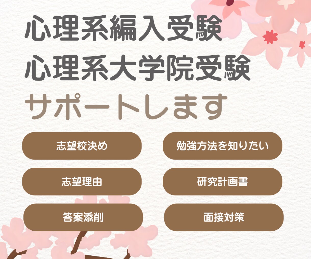 公認心理師が心理系編入・院試をサポートします 現役合格経験者と一緒に、合格への道すじを整理 イメージ1