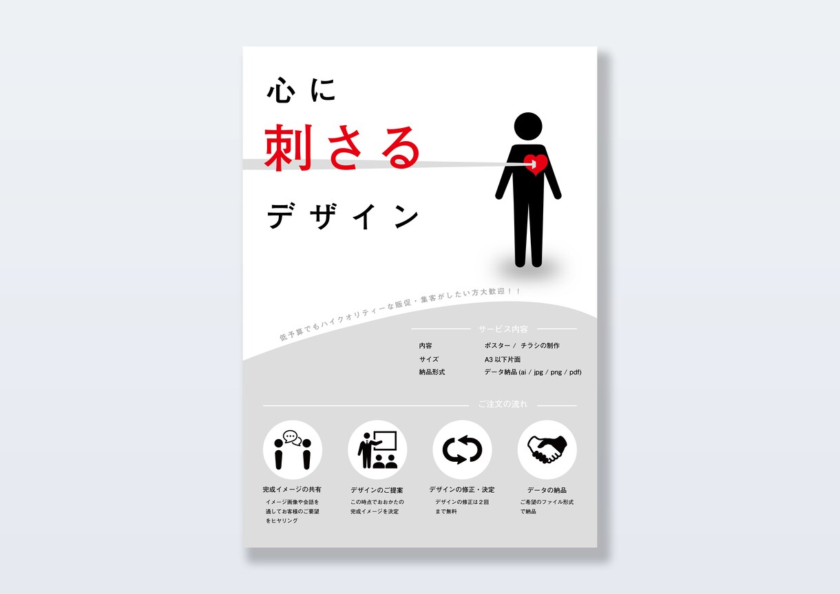 低価格でチラシ・フライヤーをお作りします 販促・集客に使えるシンプルで分かりやすいデザイン イメージ1