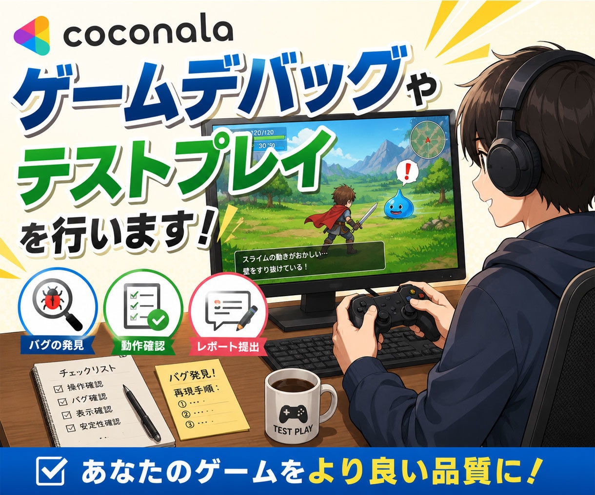 ゲームの品質保証・デバッグ代行します 大手QA現場5年の経験！貴方の作品のクオリティを向上させます イメージ1