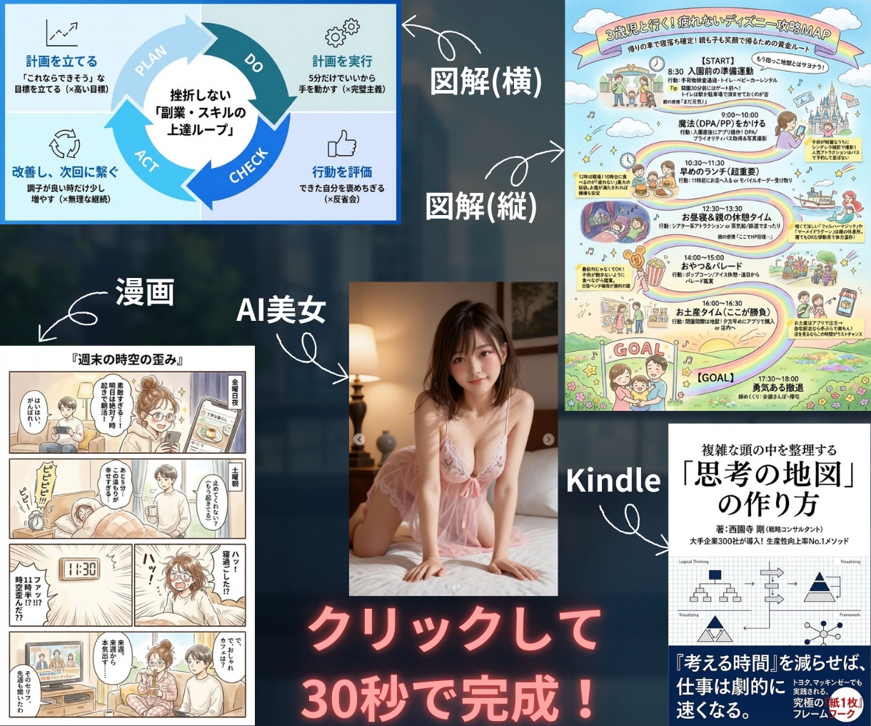２クリックで完結！売れるサムネと図解を作成します Brain・ココナラ・Kindle・漫画・AI美女にも対応！ イメージ7