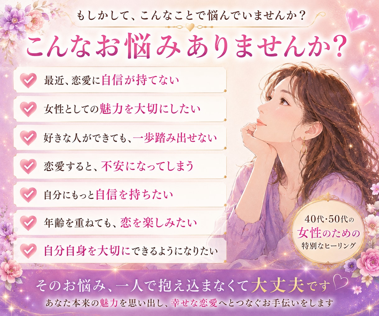 女性の魅力を高めるモテヒーリングでモテさせます 自分らしい魅力に気づくきっかけと自信をサポートします イメージ2