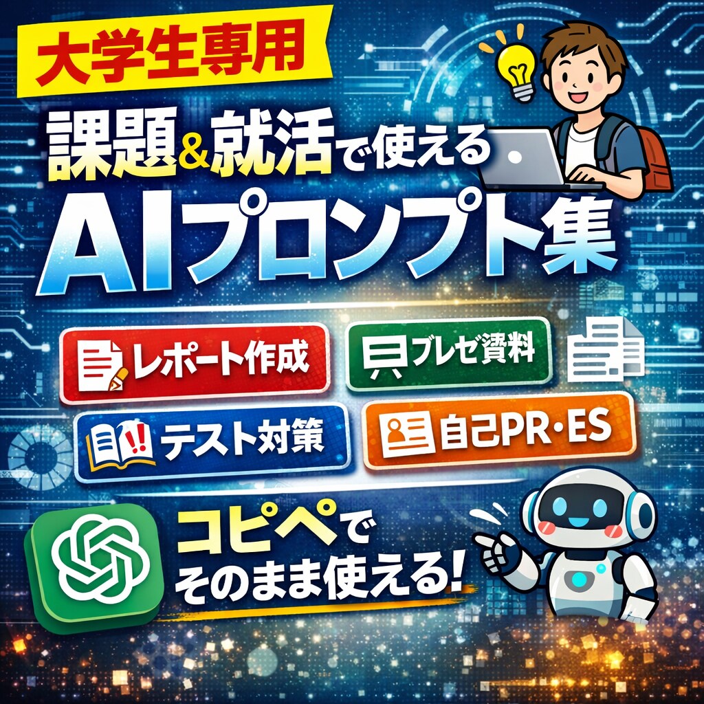 あなたにあった目的のAIプロンプト作成します あなた自身のAI活用能力も高まり、学生生活楽になるかも！ イメージ1