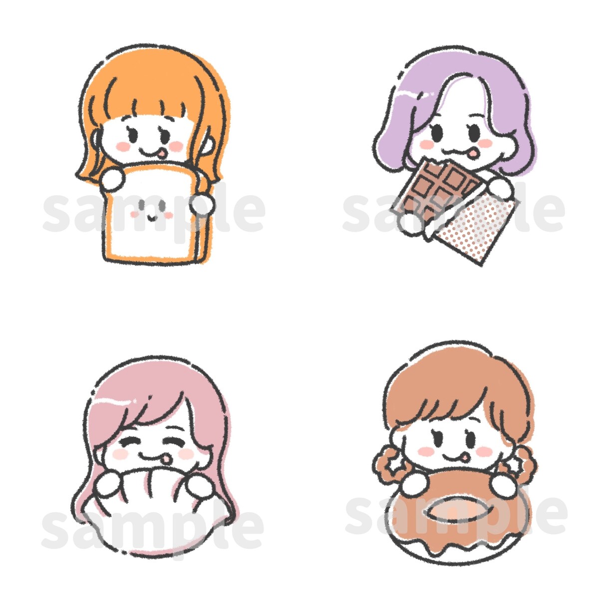 ゆるシンプル似顔絵×食べ物アイコン描きます 好きな色と食べ物でアピール♪覚えてもらいやすいアイコンに！ イメージ10