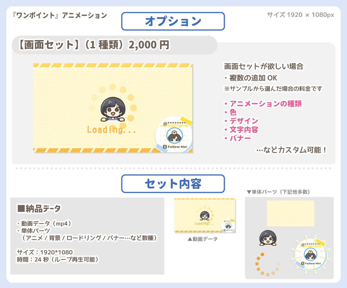 ゆるい【ワンポイント】アニメーション描きます 「20種類から選べる！」配信画面・ブログなどの飾りに！ イメージ3