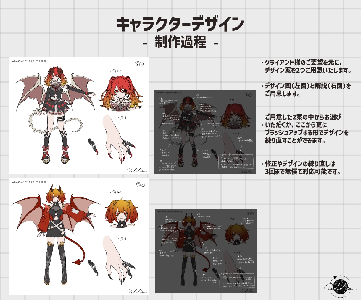 スタイリッシュなキャラクターをデザインします パーツ分け・モデリング・三面図作成など柔軟に対応いたします！ イメージ3