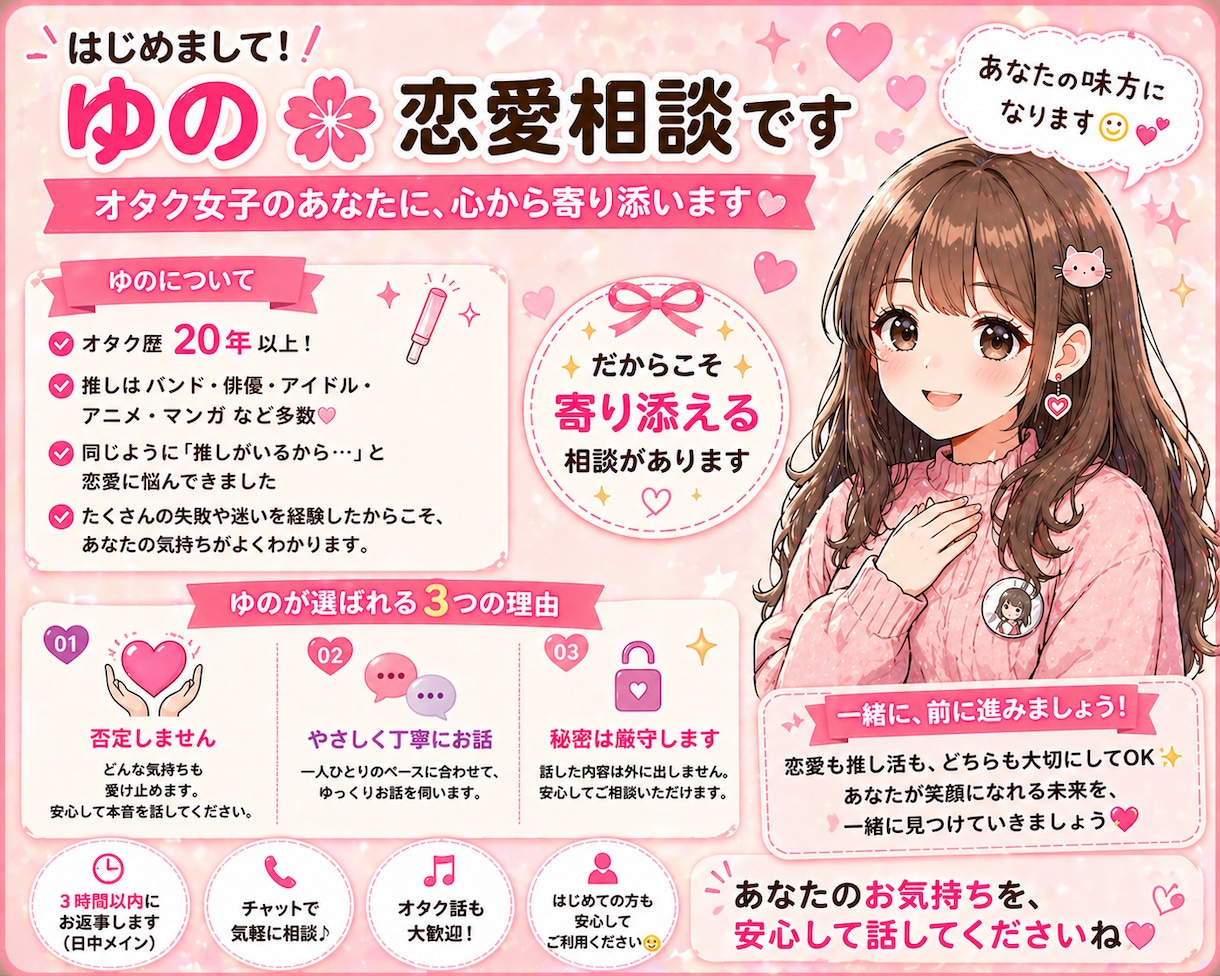 恋愛が不安な方へ｜オタク女子の悩み優しく聞きます 推しも恋も、どっちも大切にしたいあなたへ イメージ4