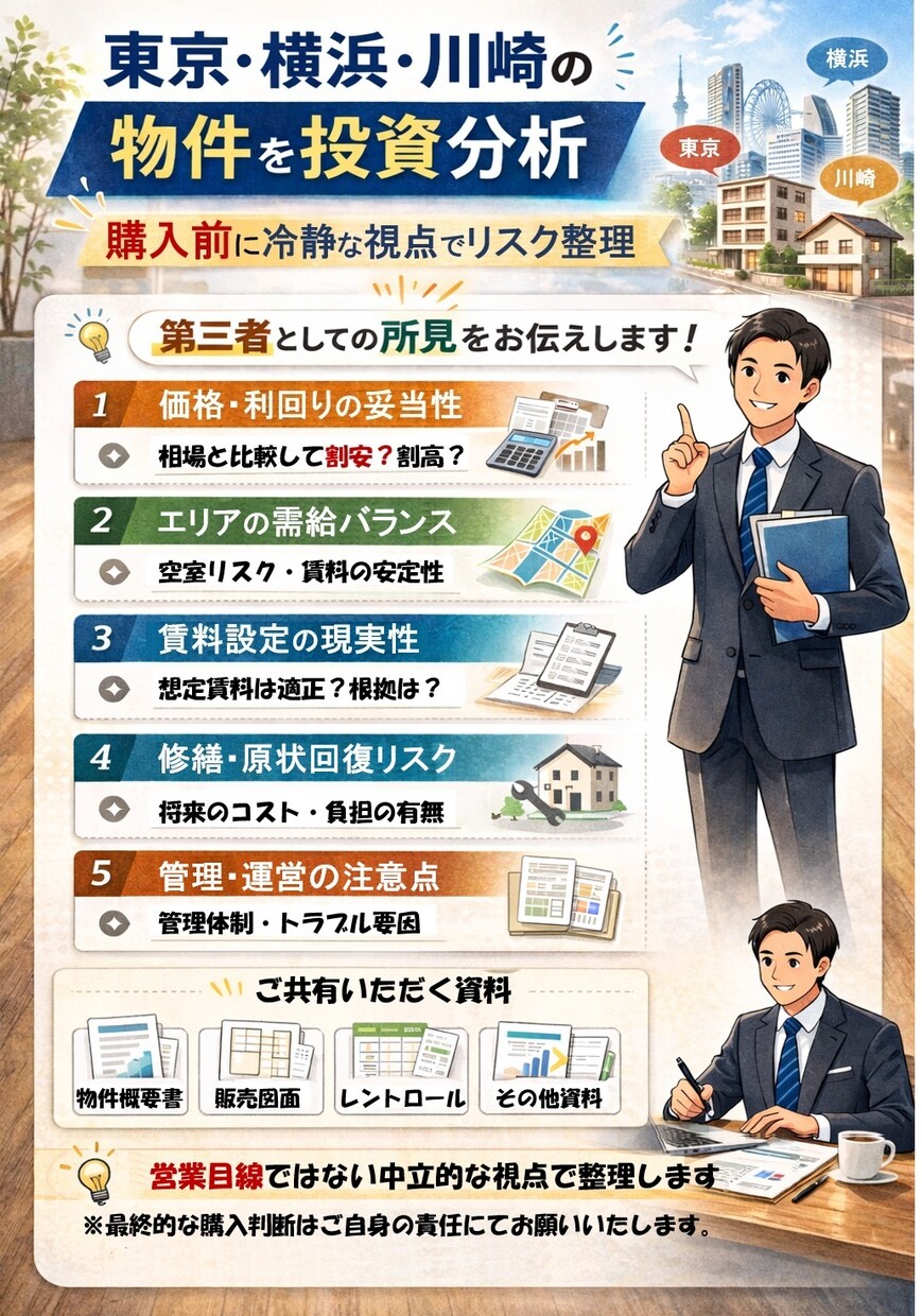 東京・横浜・川崎の投資物件を分析します 購入前に冷静な視点でリスク整理 イメージ2