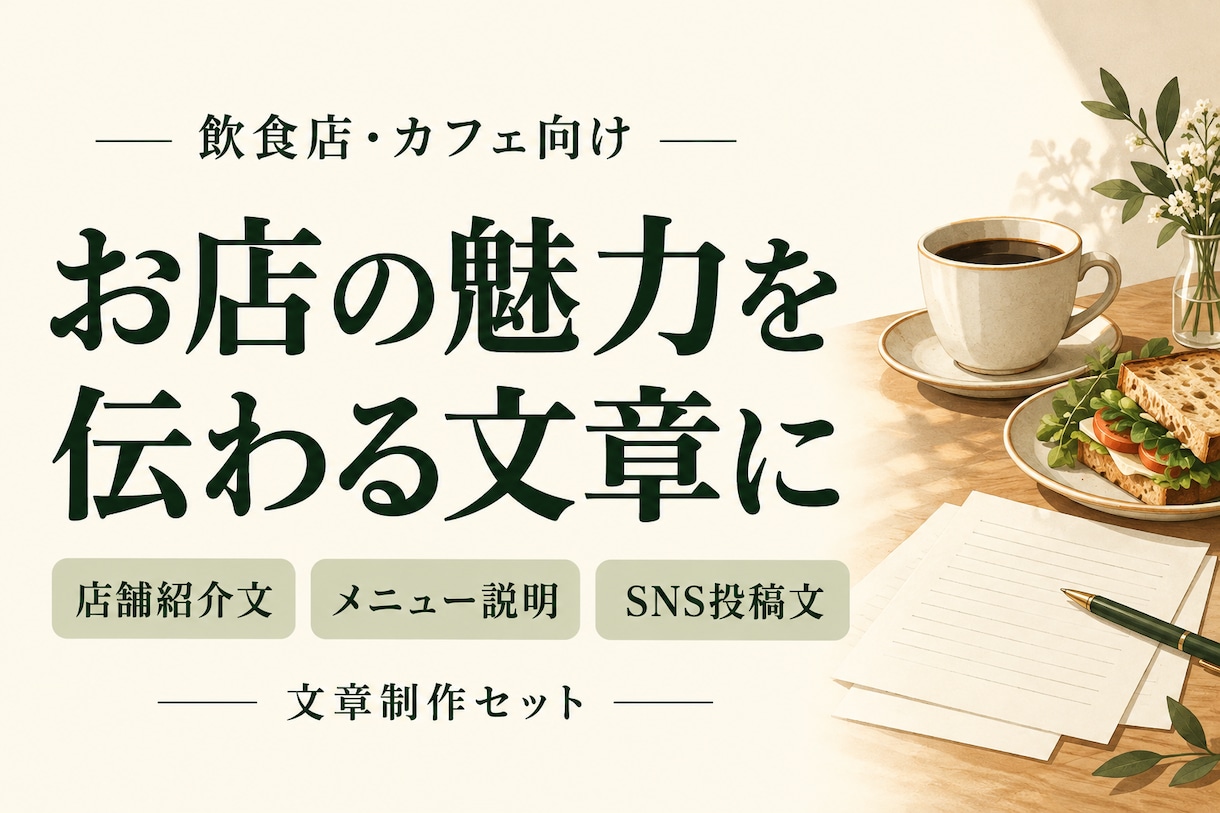 飲食店の紹介文・メニュー・SNS文章を整えます お店の魅力を伝える文章を、まとめて制作 イメージ1