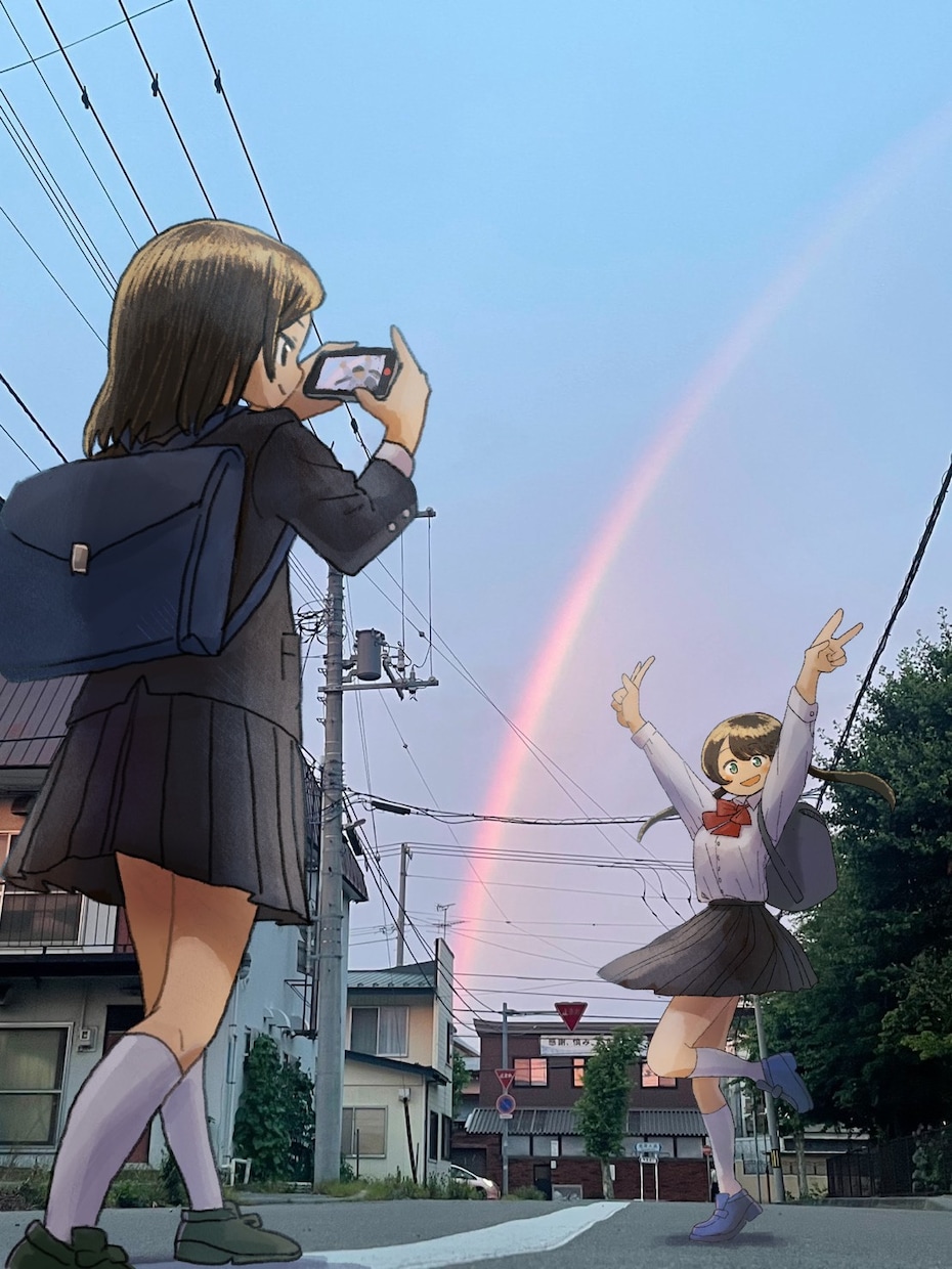 実写の風景にキャラクターを描きます いつもの景色が、特別な1枚に変わります イメージ2