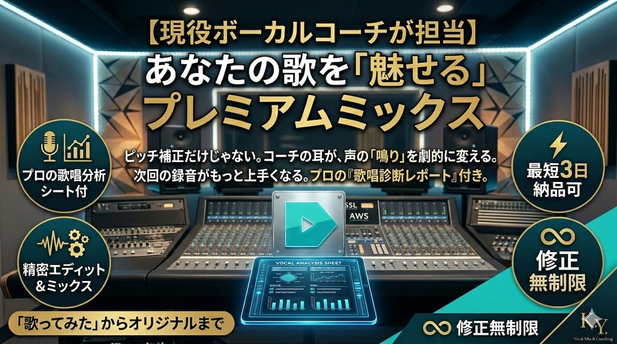 現役ボーカルコーチの耳でミックスします 歌を育てるプレミアムミックス＆歌唱分析アドバイスシート付き！ イメージ1