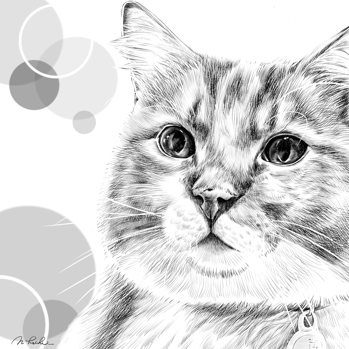 癒される！おしゃれなモノクロペット似顔絵描きます ♪迫力の高画質Ａ３サイズデータ！記念品やアイコンヘッダーにも イメージ7