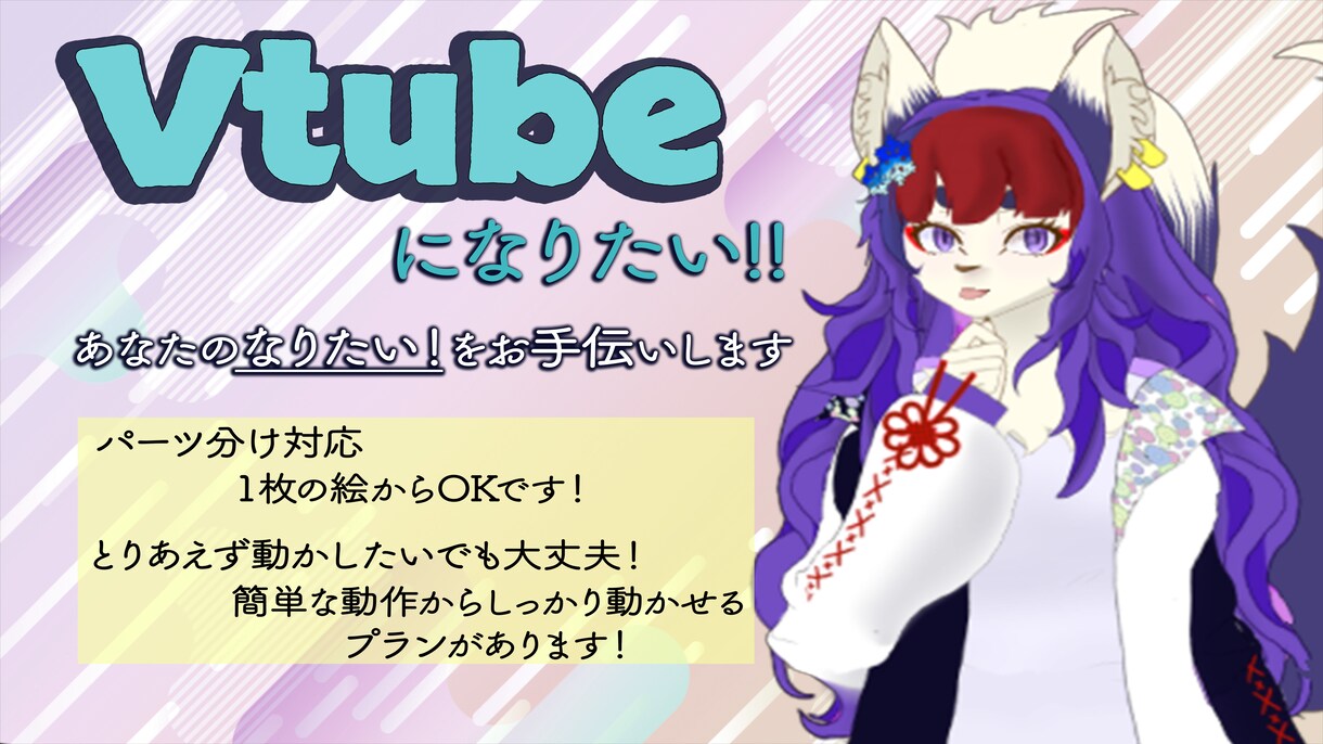 1枚絵からパーツ分けモデリング賜わります 初めてのV動かしたい、試してみたい方へオススメです イメージ1