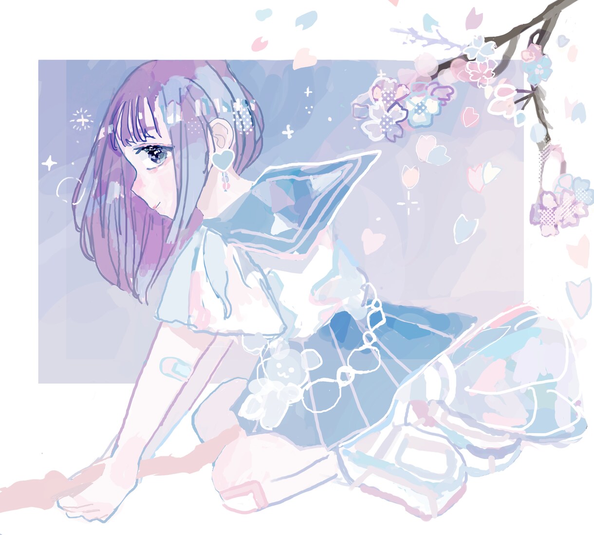 情緒があって、ときめく一枚絵をお描きします 女の子、空、かわいい配色、センチメンタルな雰囲気が得意です。 イメージ6