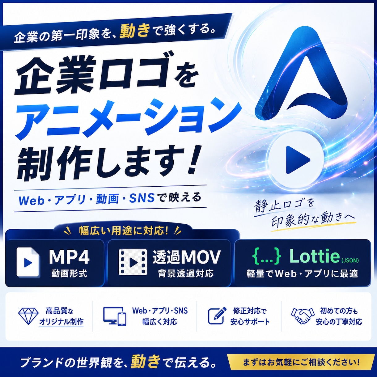 企業ロゴをショートアニメーション化します 静止ロゴを「伝わる」アニメーションへlottieにも対応！ イメージ1