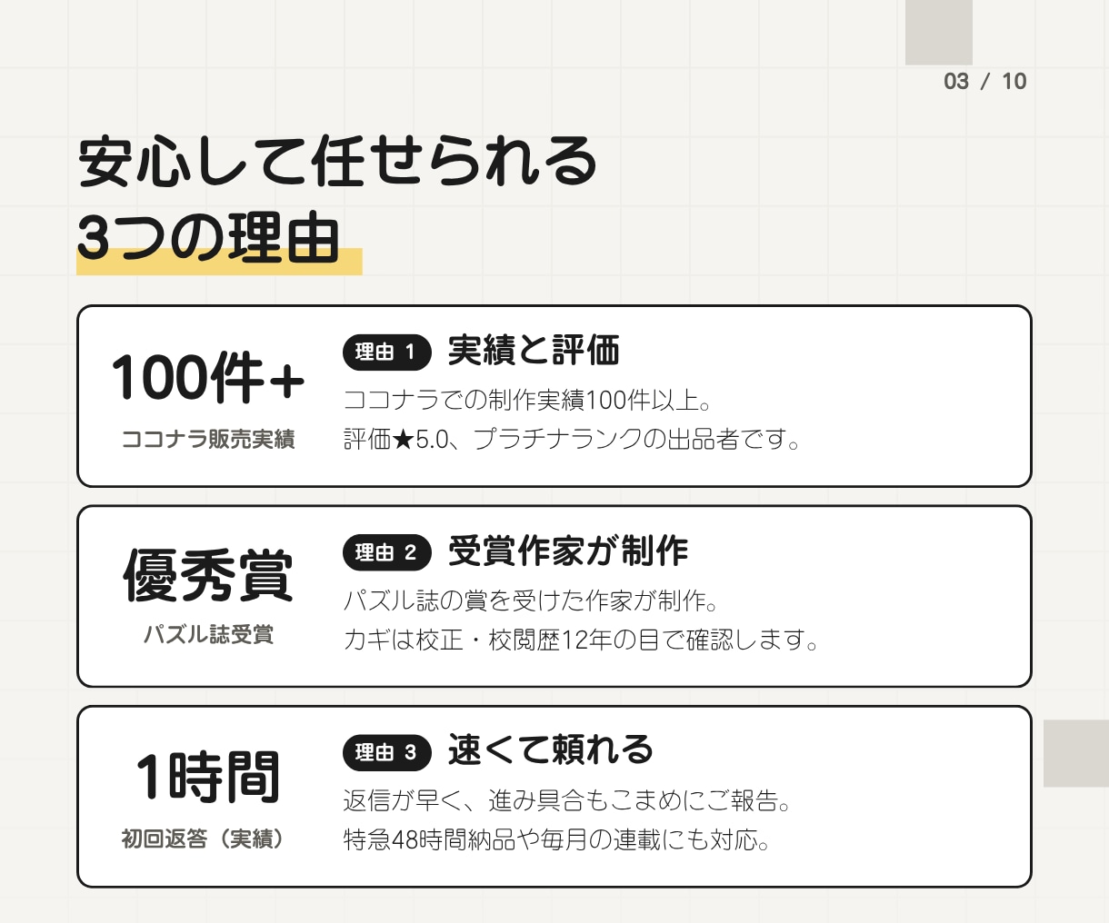 販促・会報・イベント用《懸賞クロスワード》作ります 実績100件+｜商用利用OK。連載も特急もプラチナ作家が対応 イメージ3