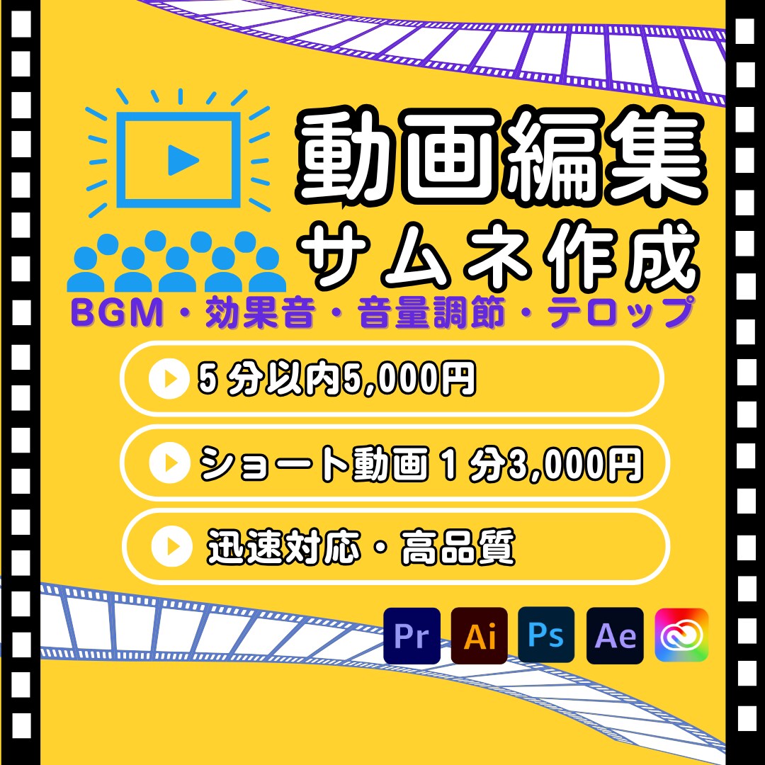 Youtube/SNS/等編集します お客様お好みの動画を編集させていただきます イメージ1