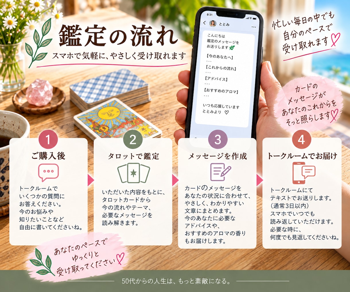 50代からの人生をタロットで見つめます これからの私に、カードからやさしい気づきを。 イメージ3