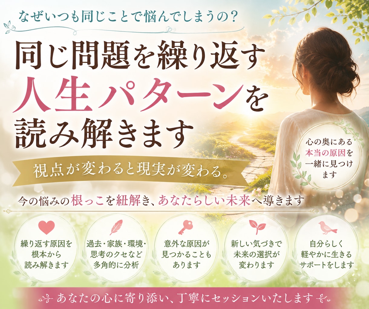 同じ問題を繰り返す人生パターンを読み解きます 視点が変わると現実が変わります。 イメージ1