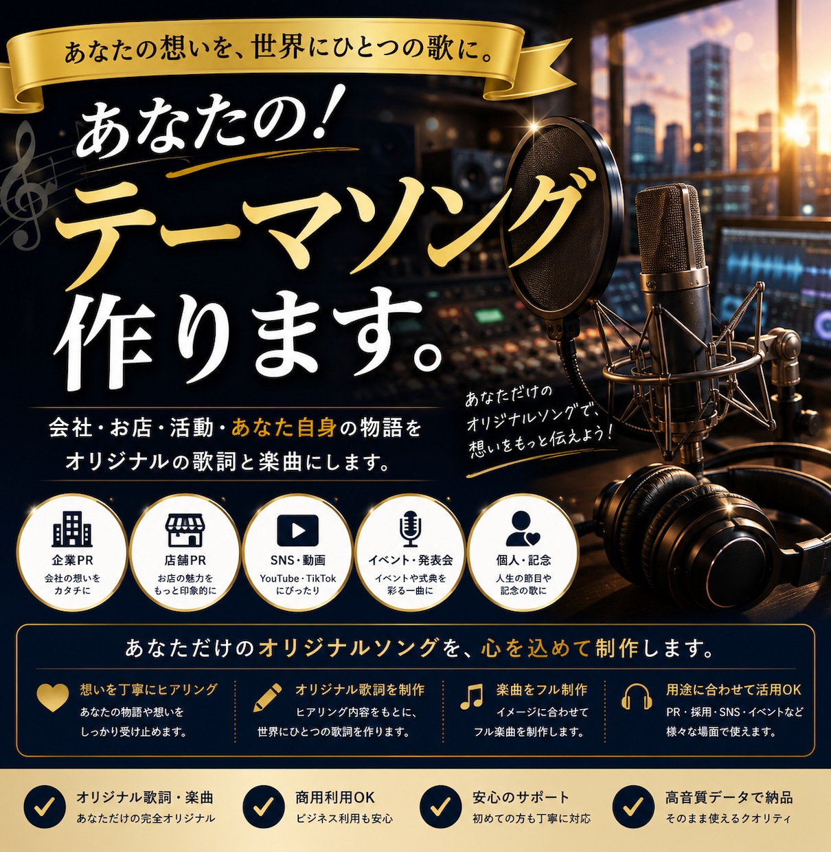 あなたの想いをオリジナルソングにします あなたのストーリーを歌詞にして世界にひとつの楽曲を制作 イメージ1
