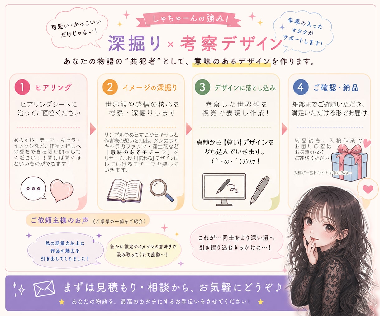 目指せ完売☆表紙＋お品書き＋ポスターの3点作ります 作品の世界観を統一。物語の魅力を最大化する3点セットをご提案 イメージ3