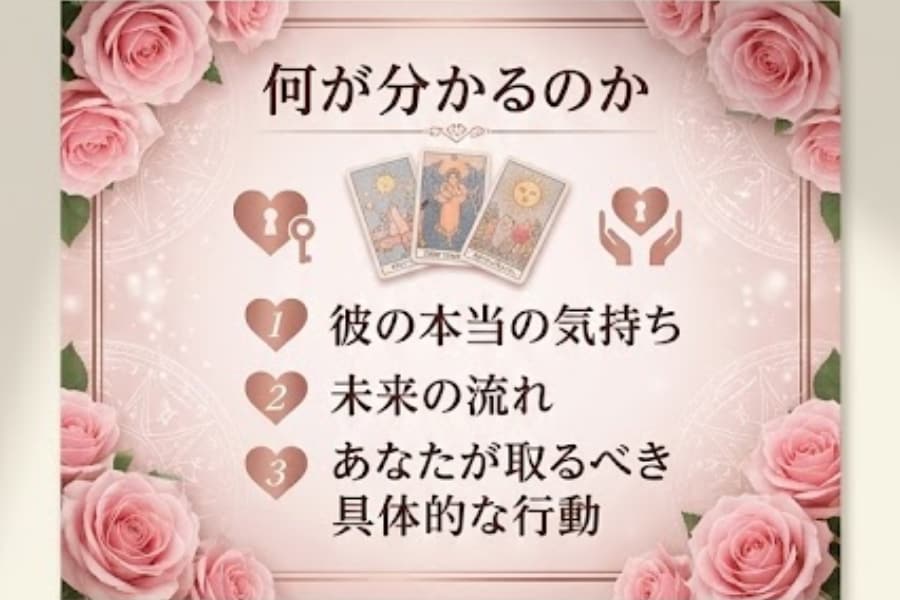 彼の気持ちをタロットと心理学で読み解きます 彼の本音と恋愛の進め方を丁寧にお伝えします イメージ2