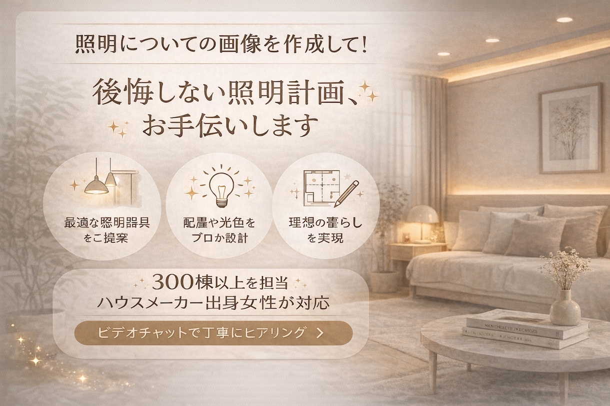 理想のお部屋づくり、照明から整えます 300棟以上の実績生活スタイルに合わせた照明計画 イメージ1