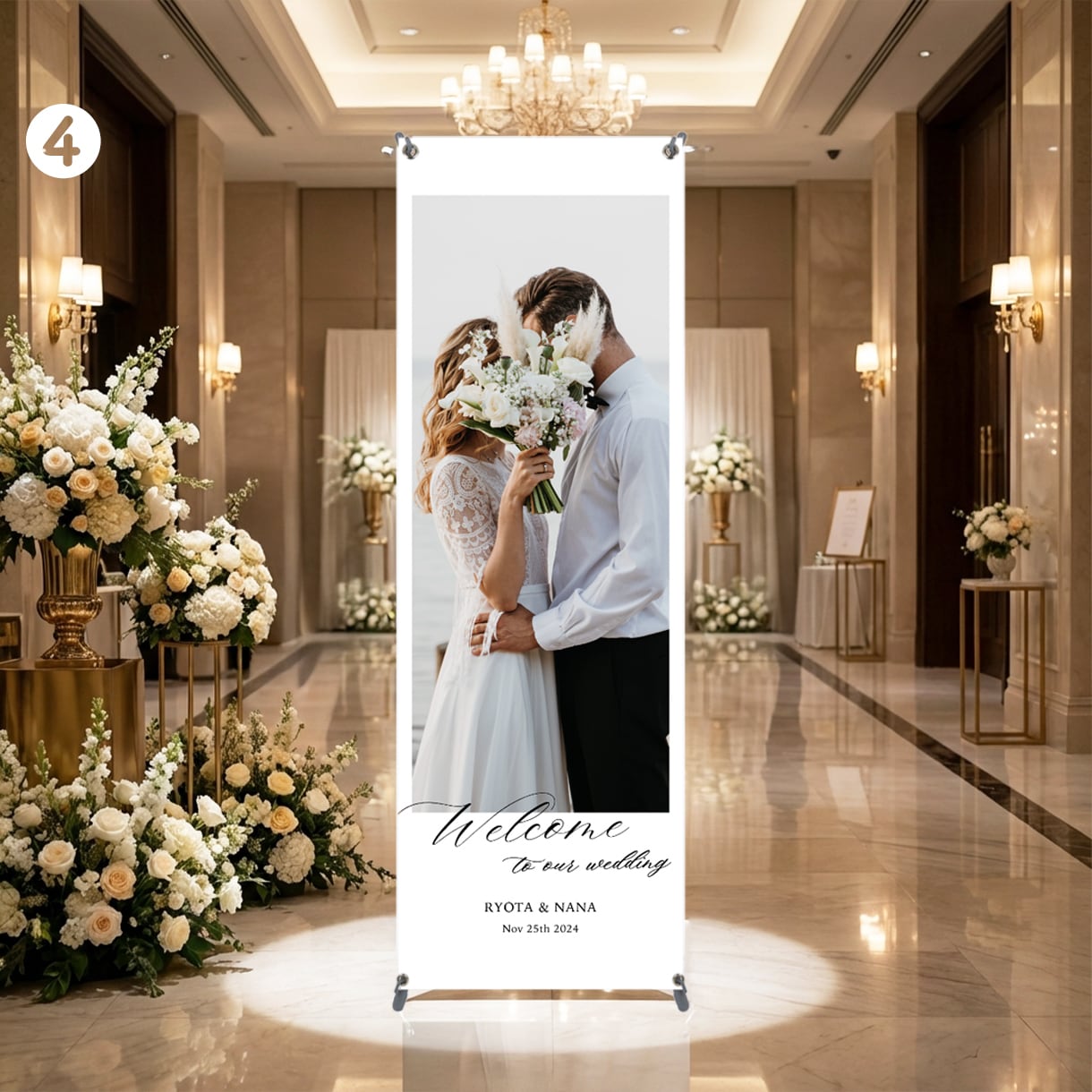 結婚式ウェルカムタペストリー＋スタンド付で届けます 取引1000件☆5｜シワなし高品質PET・修正無制限・送料込 イメージ4