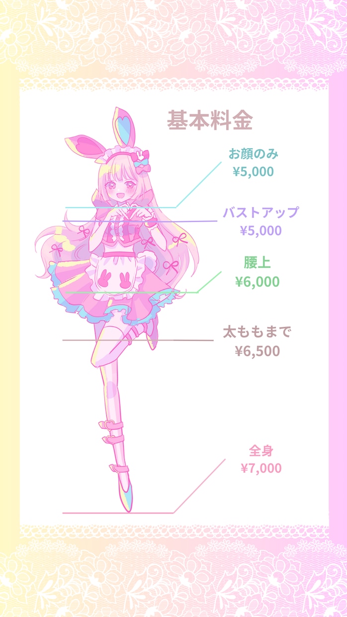 選べる塗り2種☆ゆめかわでポップなイラスト描きます 無料でゴスロリ衣装デザインできます（ご希望者のみ) イメージ2