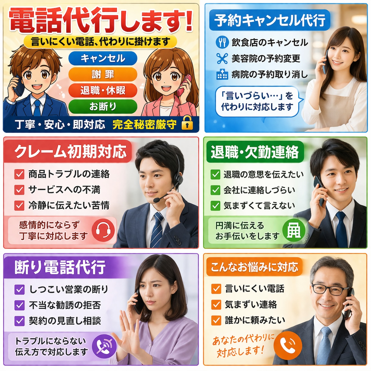 言いにくい電話、丸投げOK！秘密厳守します 謝罪・退職・休暇・お断り・キャンセル電話､全て対応します。 イメージ6
