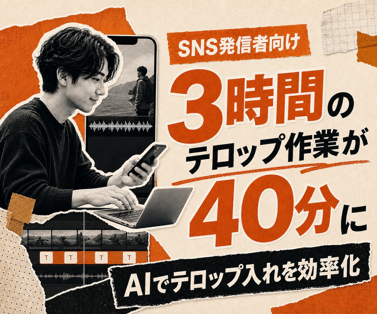 Claude codeでテロップ入れを自動化します 3時間のテロップ入れ作業を40分に短縮！ イメージ1