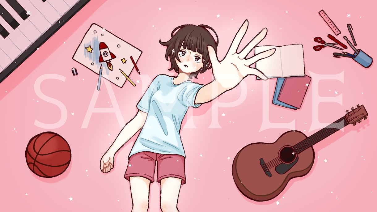 サムネイル、チラシなど一枚絵の制作をします レトロでポップな色使いの個性的なイラストを描きます！ イメージ5