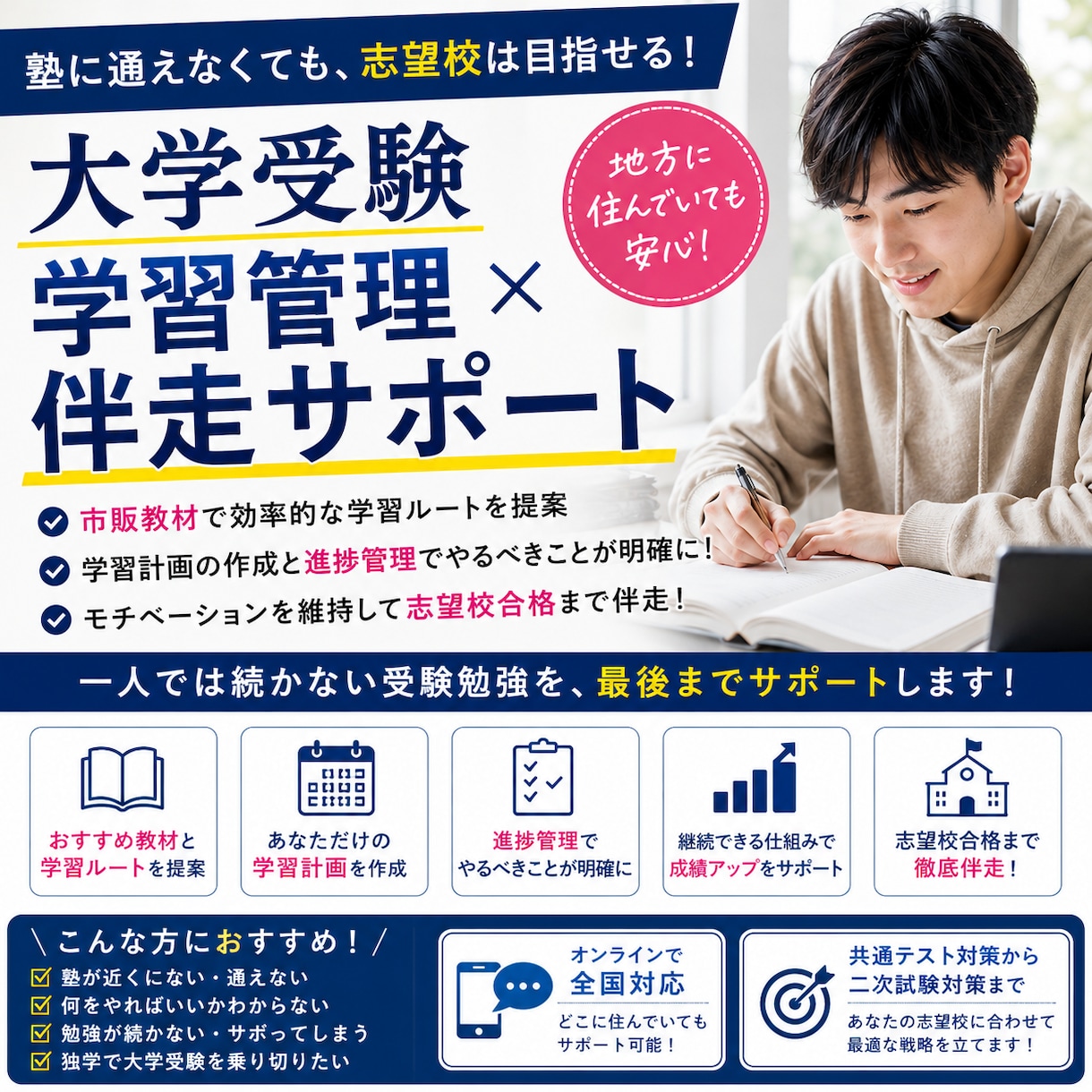 市販教材だけで志望大学合格を目指します 市販の参考書+進捗管理で志望大学合格を目指します！！ イメージ1