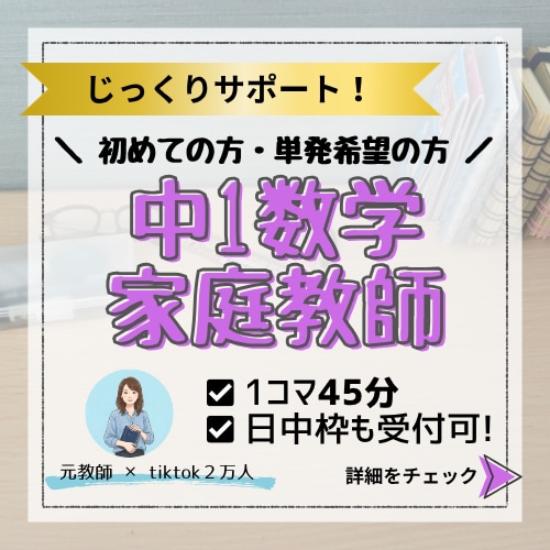 元教師が中1数学の基礎定着を優しくサポートします 「分からない」に寄り添うマンツーマン指導！さかのぼり学習対応 イメージ1