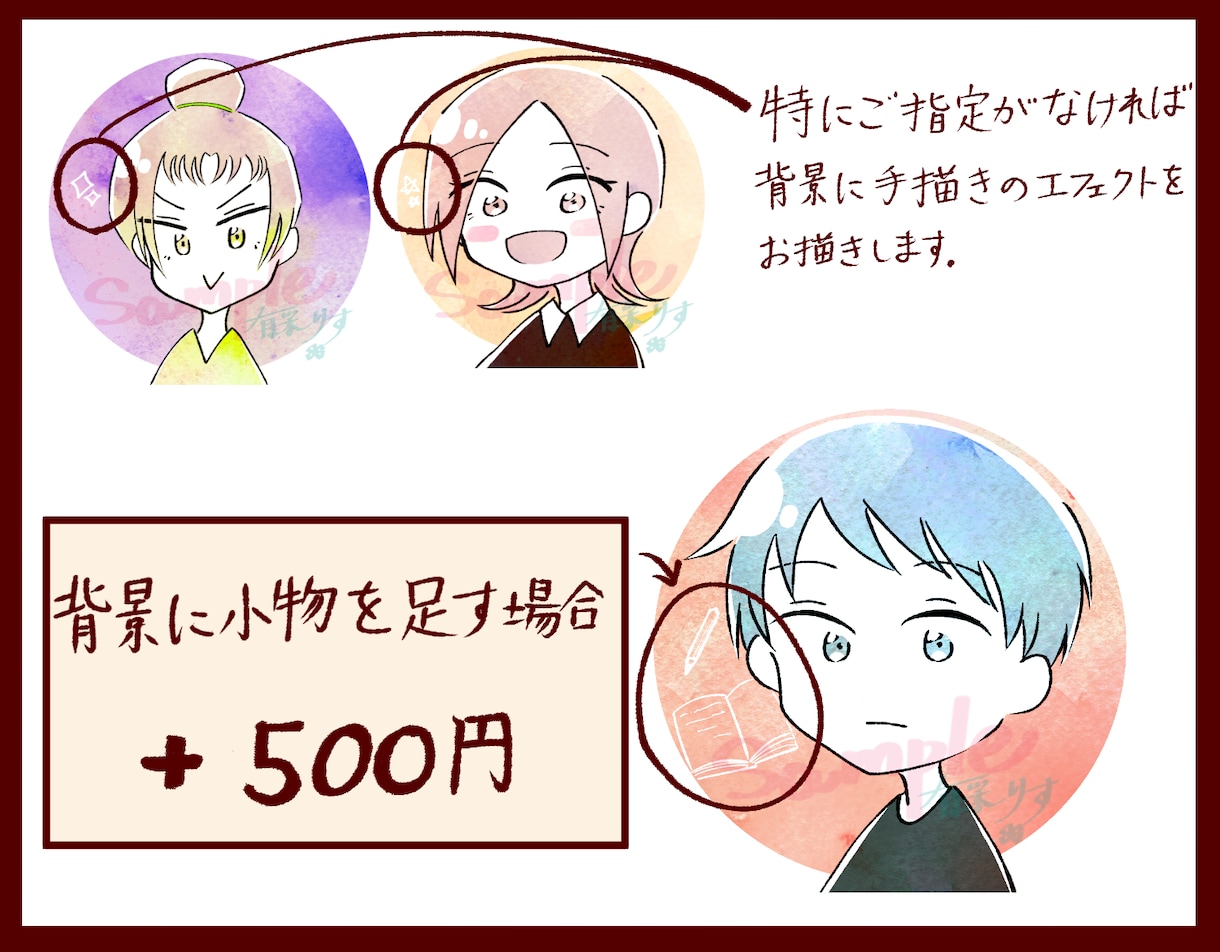 デジタルソフトで水彩風アイコン制作します あたたかいタッチと色彩であなたの魅力を表現します イメージ5