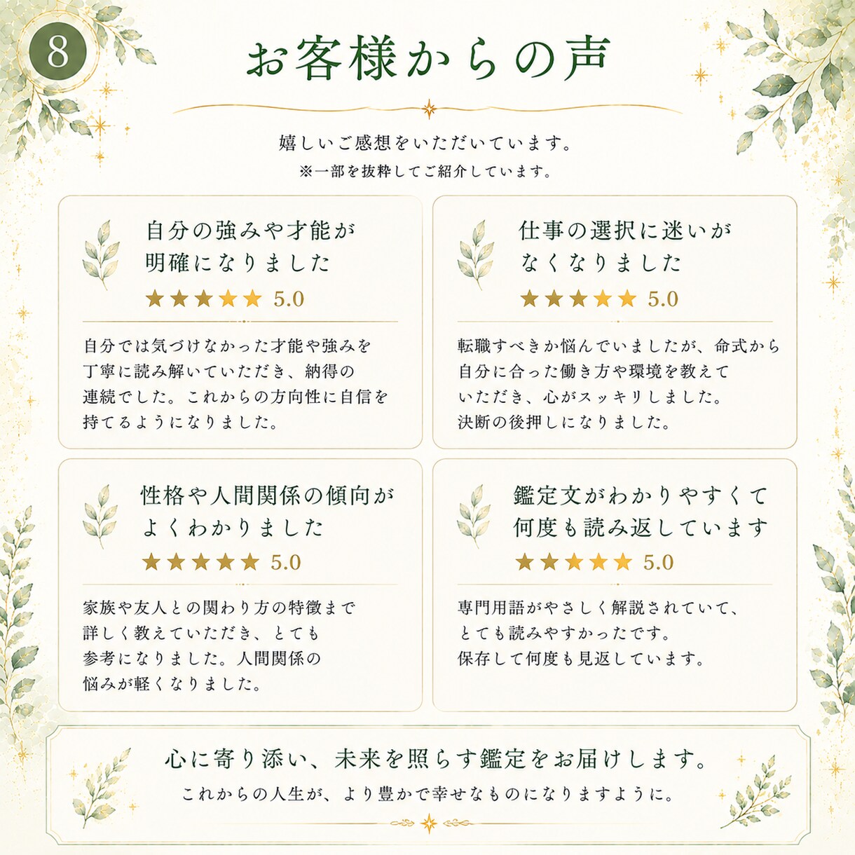 四柱推命で本質・性格・才能を詳しく鑑定します 生まれ持った個性・強み・魅力や眠っている可能性を読み解きます イメージ8