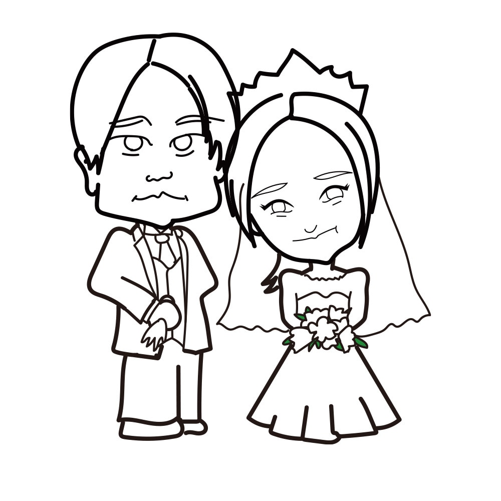似顔絵ウエディングイラストで一生の思い出にします 使い方自由！ウエルカムボードにLINEスタンプ、アクスタにも イメージ3