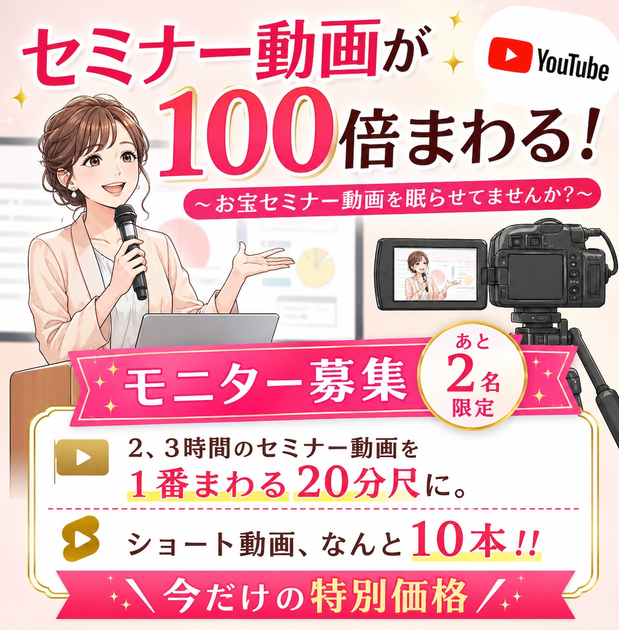 セミナー動画を“思わず見られる動画”に再編集します 眠っているセミナー動画が100倍活きる！ イメージ1