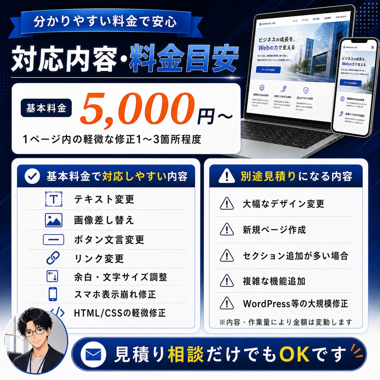 LP・Webページを現役エンジニアが修正します HTML/CSS修正・スマホ表示崩れ・文章や画像更新に対応 イメージ3