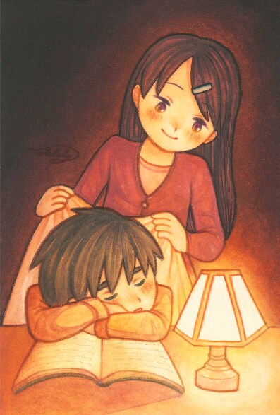 水彩色鉛筆ではがきサイズイラストを描きます 絵本のような、温かくて優しい絵柄が得意です！ イメージ3