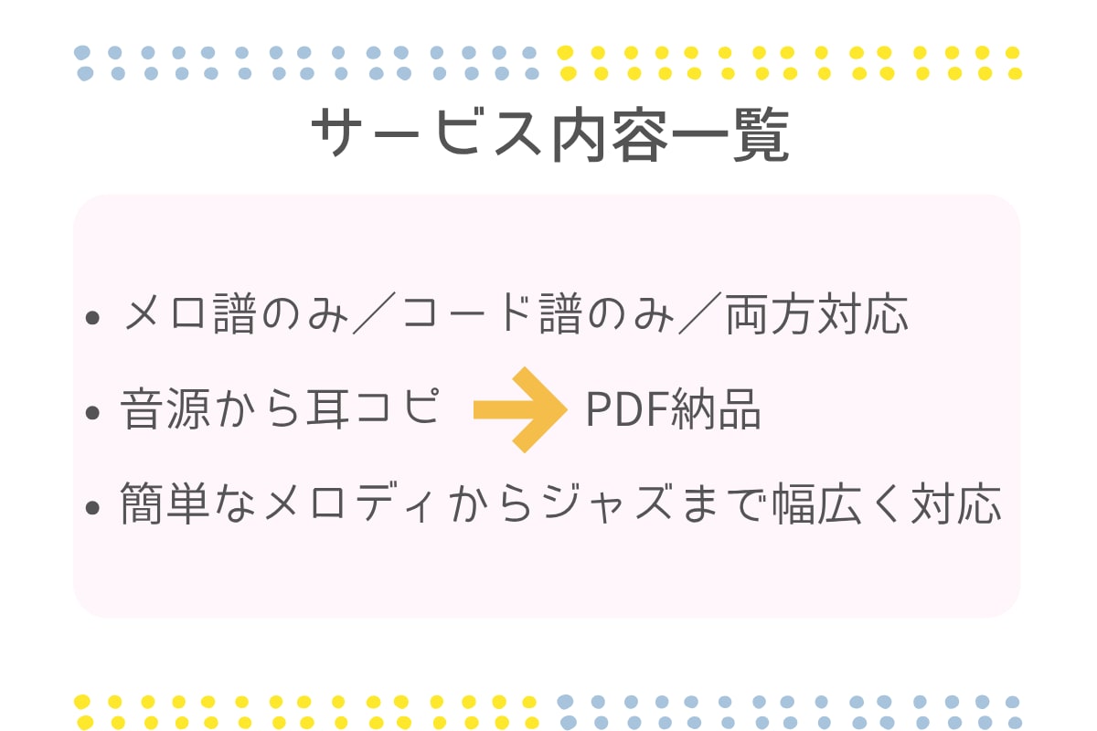 耳コピ採譜｜メロ譜・コード譜・リードシート作ります コピーできない曲を正確な譜面にします イメージ7