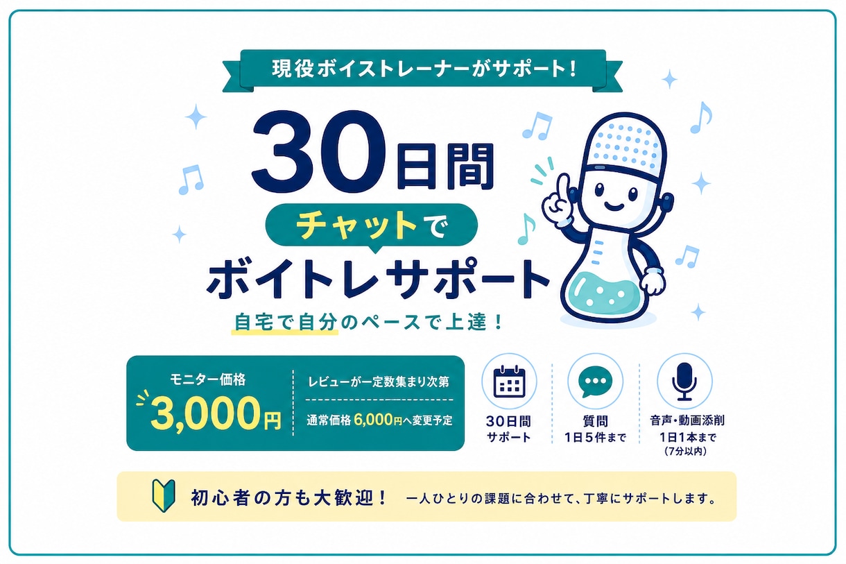 現役講師が歌を基礎から1ヶ月サポートします 対面不要！自宅で基礎から歌を学べます イメージ1
