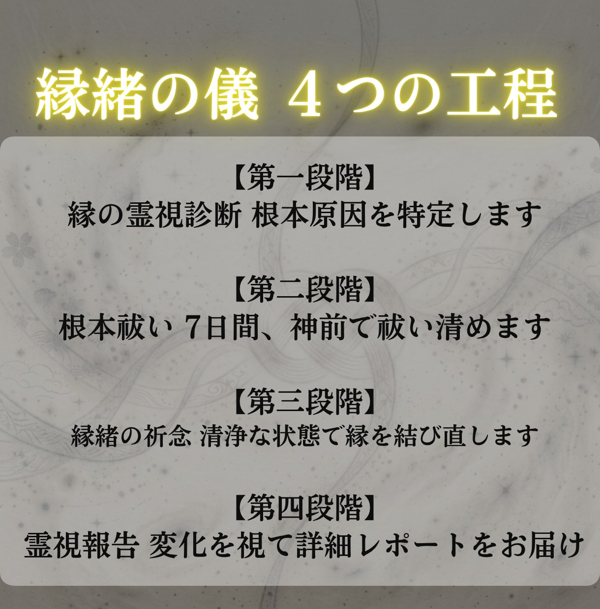 動かない縁の根本を神言霊視で祓い清めます 動かない縁に霊視占いで決着をつけたいあなたへ イメージ4