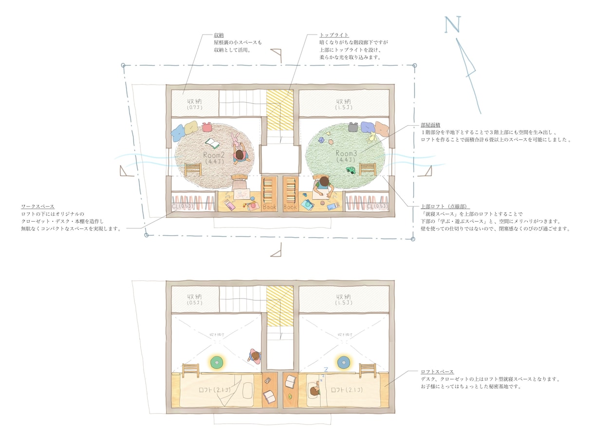 建築図面を手書き風に変身させます 味気ないCAD図面をお施主様が心惹かれる暖かい手書き図面に！ イメージ3