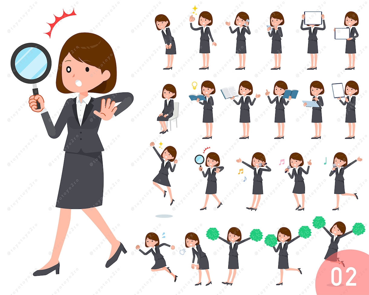 ビジネス女性イラスト（等身高め） Aを販売します 【DLデータ販売商品】即日納品いたします。 イメージ2