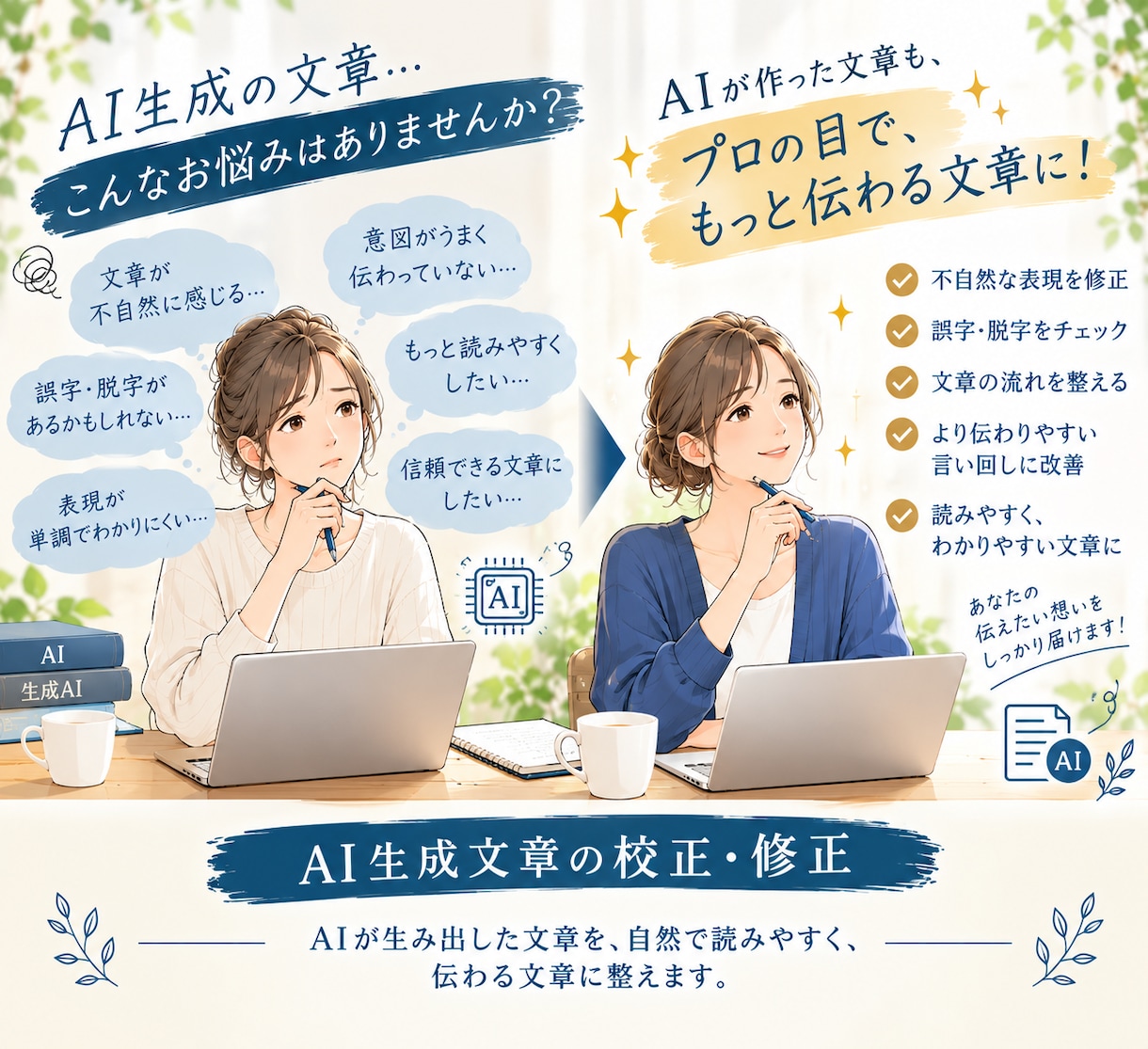 AI生成文章を自然で読みやすい日本語に修正します ChatGPTの不自然な表現を人の目で整えます イメージ2