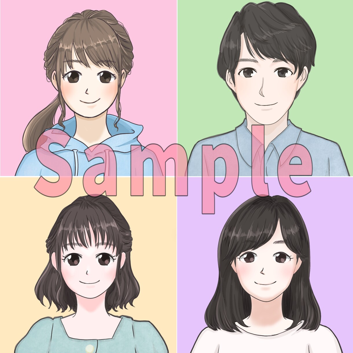 くっきり見やすい似顔絵を描きます 印象に残るイラストを作成します！アイコンにおすすめです！ イメージ4