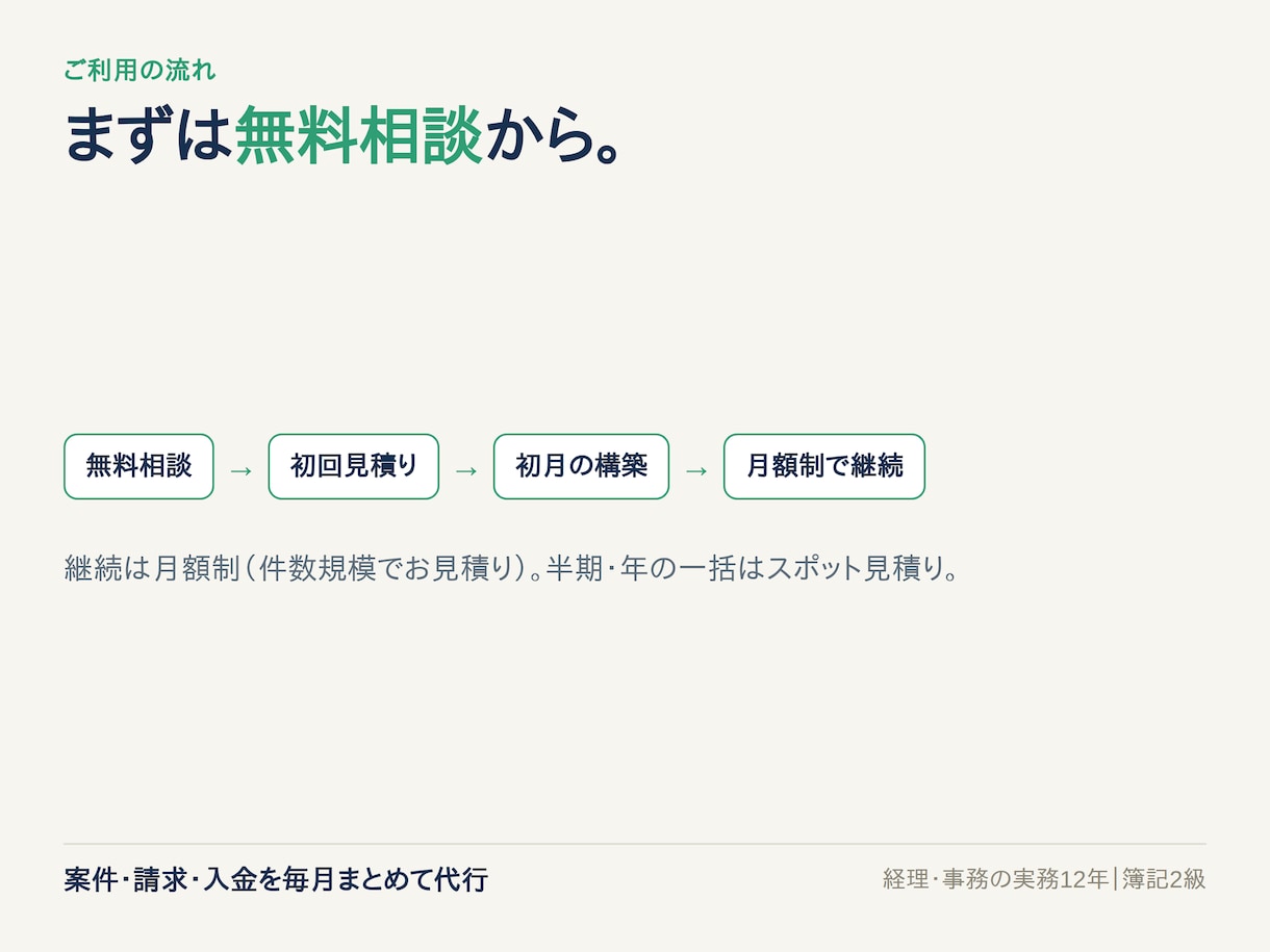 フリーランスの案件と入金を毎月まとめて代行します 経理関連実務12年｜未入金もひと目で分かる月次代行 イメージ7