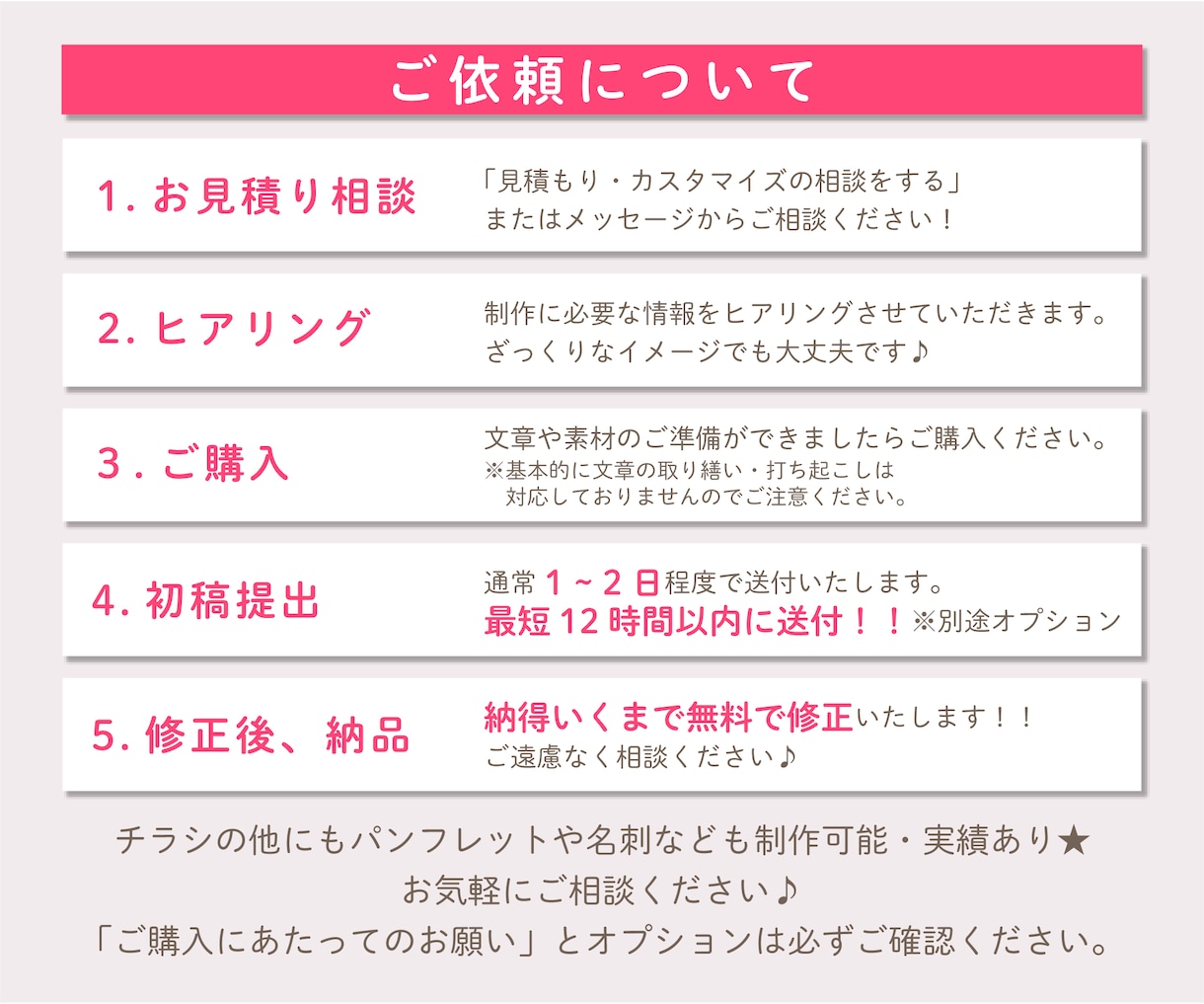 初稿最短1面12時間以内で制作いたします 評価5多数！修正無制限でチラシ制作いたします☆ イメージ2